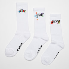 SNIPES 3 PACK - Small Logo Embroidered Crew Socks blanc