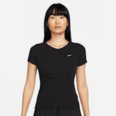 Nike Sportswear Essential Rib Shortsleeve Midrunner Crop Top zwart