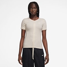 Nike Sportswear Essentials Ribbed Short-Sleeve Mod Cropped Top beige