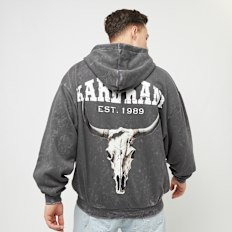 Karl Kani Chest Signature Os Heavy Sweat Full Zip Skull Hoodie cinzento