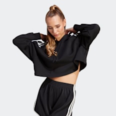 adidas Originals adicolor 3-Stripes Cropped Hoodie žuta