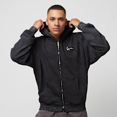 Karl Kani Chest Signature Oversized Washed Heavy Sweat Wolf Full Zip Jacket zwart