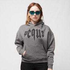 PEQUS Cropped Mythic Logo Hoodie grau