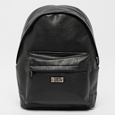 SNIPES Metal Badge Basic Logo Fake Leather Backpack gris