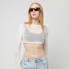 Karl Kani Retro Crochet Crop Longsleeve weiß