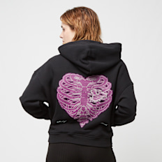 PEQUS Cropped Pink Island of Heartbreaks Hoodie noir