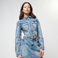 Karl Kani OG Thug Life Crop Corset Washed Denim Jacket niebieski