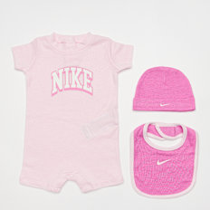 Nike Romper, Hat, Bib Set (3 Piece) rosa