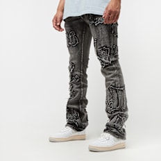 Smoke Rise Letter Applique Jeans preto