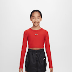 Nike Sportswear Crop Long Sleeve Top Swoosh grigio
