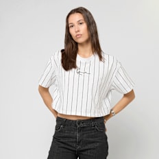 Karl Kani Small Signature Essential Pinstripe Crop Tee weiß