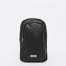 SNIPES Metal Badge Basic Logo Fake Leather Sling Bag noir
