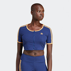adidas Originals Rib Zipper T-Shirt Summer Glow blau