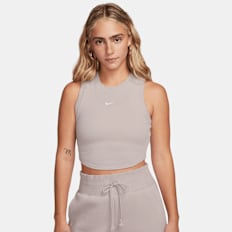 Nike Sportswear Essentials Geripptes, verkürztes Tanktop beige