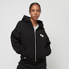 PEQUS Chest Logo Cropped Zip Hoodie schwarz
