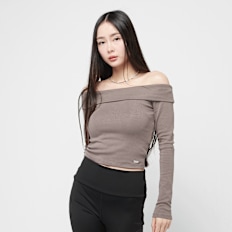 Karl Kani Small Metal Plate Off Shoulder LS taupe brun