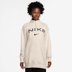 Nike Sportswear Phoenix Fleece Over-Oversize Logo Quarter-Zip Top beż