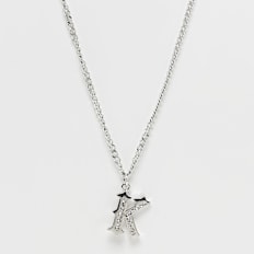 Karl Kani Rhinestone Pendant Cuban Link Chain zilver