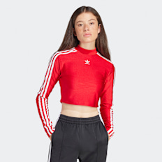 adidas Originals 3-Streifen Cropped Longsleeve rot