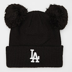 New Era Female Knit Med Double Pom MLB Los Angeles Dodgers zwart
