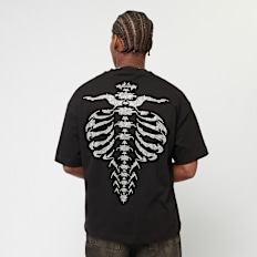 FAVELA Ribcage Cyrstal Rhinestone Black T-Shirt preto