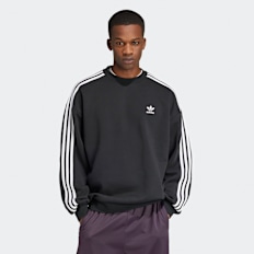 adidas Originals Oversized 3-Streifen Crew Sweatshirt schwarz