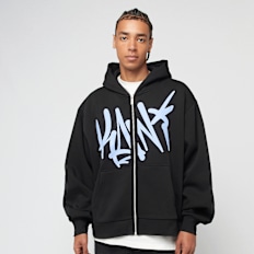 Karl Kani WOVEN SIGNATURE KANI TAG ZIP HOODIE black/light blue crna