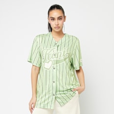 Karl Kani Varsity Heart Pinstripe Baseball Shirt light green/off white verde