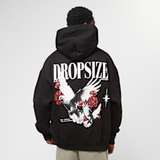 DropSize Heavy Oversized Doves And Roses Hoodie crna