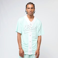 Karl Kani Varsity Logo Pinstripe Baseball Shirt blauw