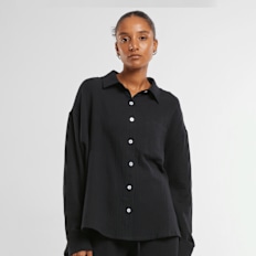 Urban Classics Ladies Oversized Musselin Blouse zwart