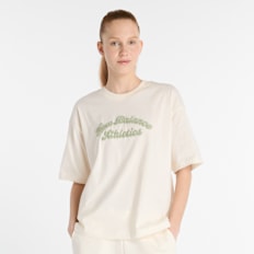 New Balance LINEAR HERITAGE OVERSIZED T-SHIRT green bege