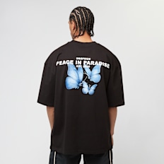 DropSize Heavy Oversized Butterflies Paradise T-Shirt noir