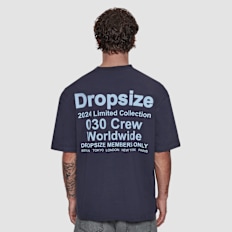 DropSize Heavy Oversized World Wide T-Shirt bleu