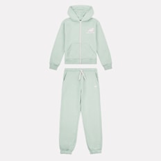 New Balance Set Stacked Logo French Terry Zip Hoodie and Jogger groen