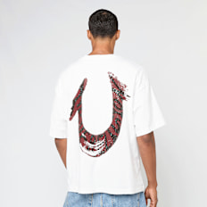 True Religion Painted Horseshoe Oversized Tee blanc