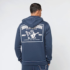 True Religion Big T Zip Up Hoodie blau