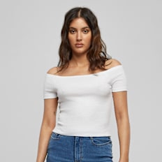 Urban Classics Ladies Off Shoulder Rib Tee weiß