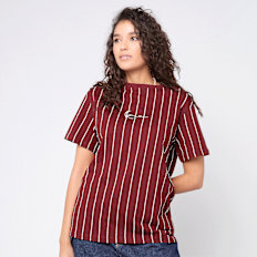 Karl Kani Small Signature Essential Pinstripe Oversized Tee rojo