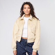 Karl Kani Signature Faux Suede Oversized Bomber Jacket beige