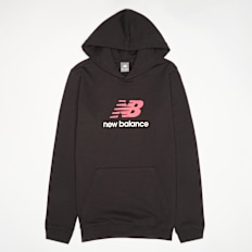 New Balance French Terry Stacked Logo Hoodie zwart