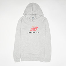 New Balance French Terry Stacked Logo Hoodie gris