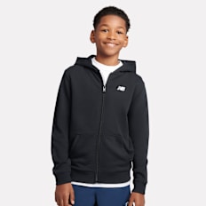 New Balance French Terry Small Logo Full Zip Hoodie zwart
