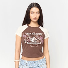 True Religion Contrast Raglan Baby Tee brązowy