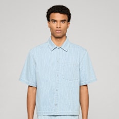 Urban Classics Pinstriped Casual Denim Overshirt plava