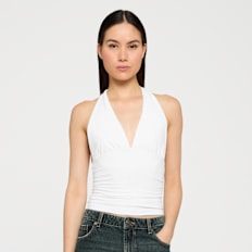 Urban Classics Ladies Polyamide Jersey Neckholder Top weiß