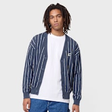 Karl Kani OG Pinstripe Jacquard Cropped Cardigan Blau