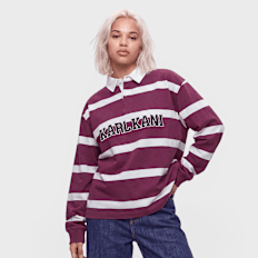 Karl Kani College Stripe Boxy Rugby Shirt pourpre