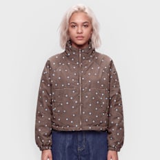 Decibel Polka Dot Funnel Neck Jacket brun