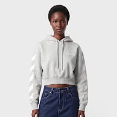 Off-White crop hoodie med grey heather Gris